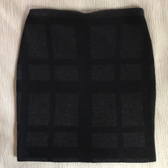 EF Merino Windowpane Grey Pencil Skirt S - Picture 1 of 7